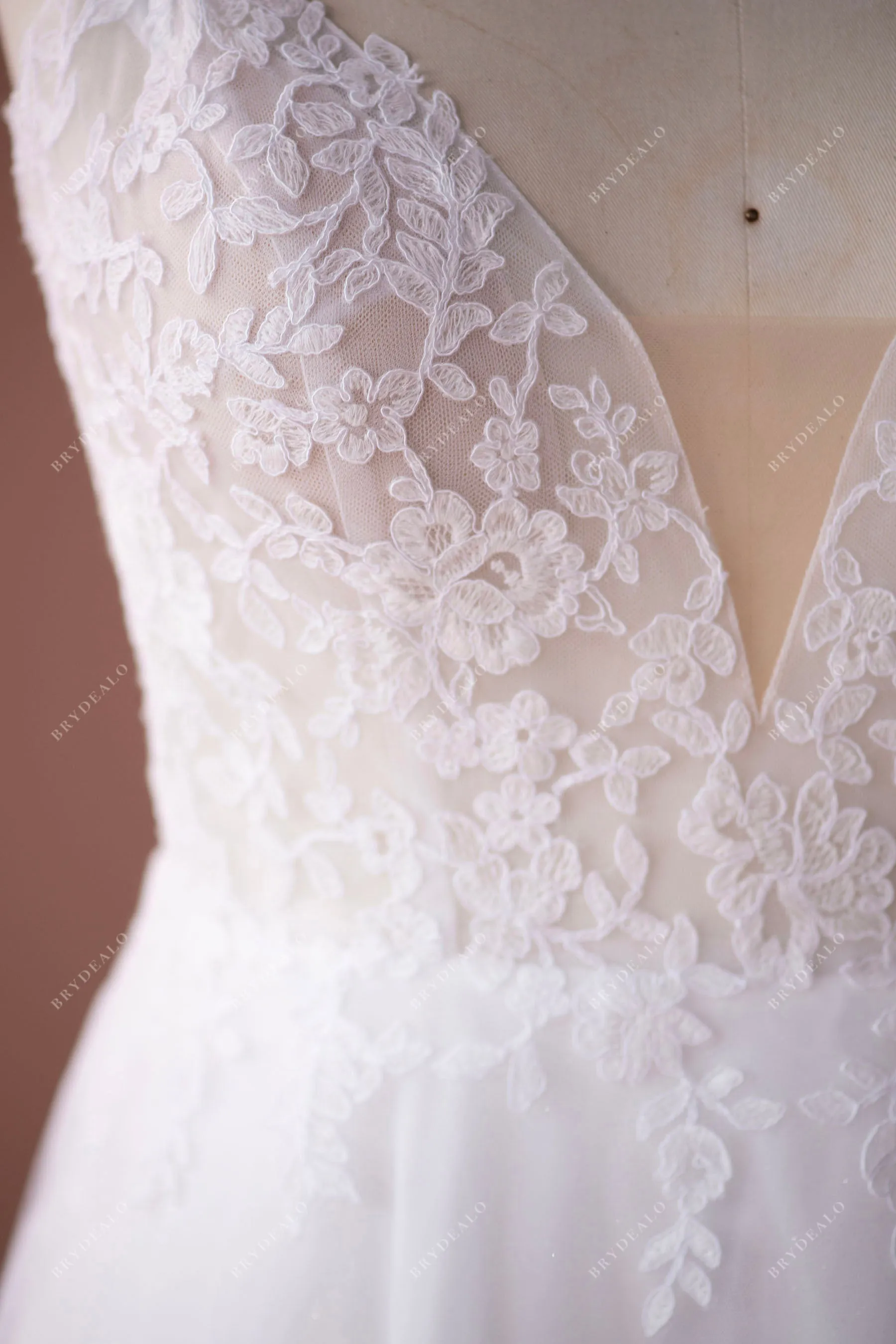 Plus Size Lace Straps V-neck Garden A-line Wedding Dress