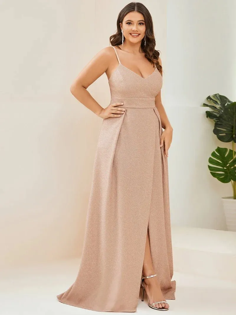 Plus Size Spaghetti Straps Evening Dresses With Pleated Decoration