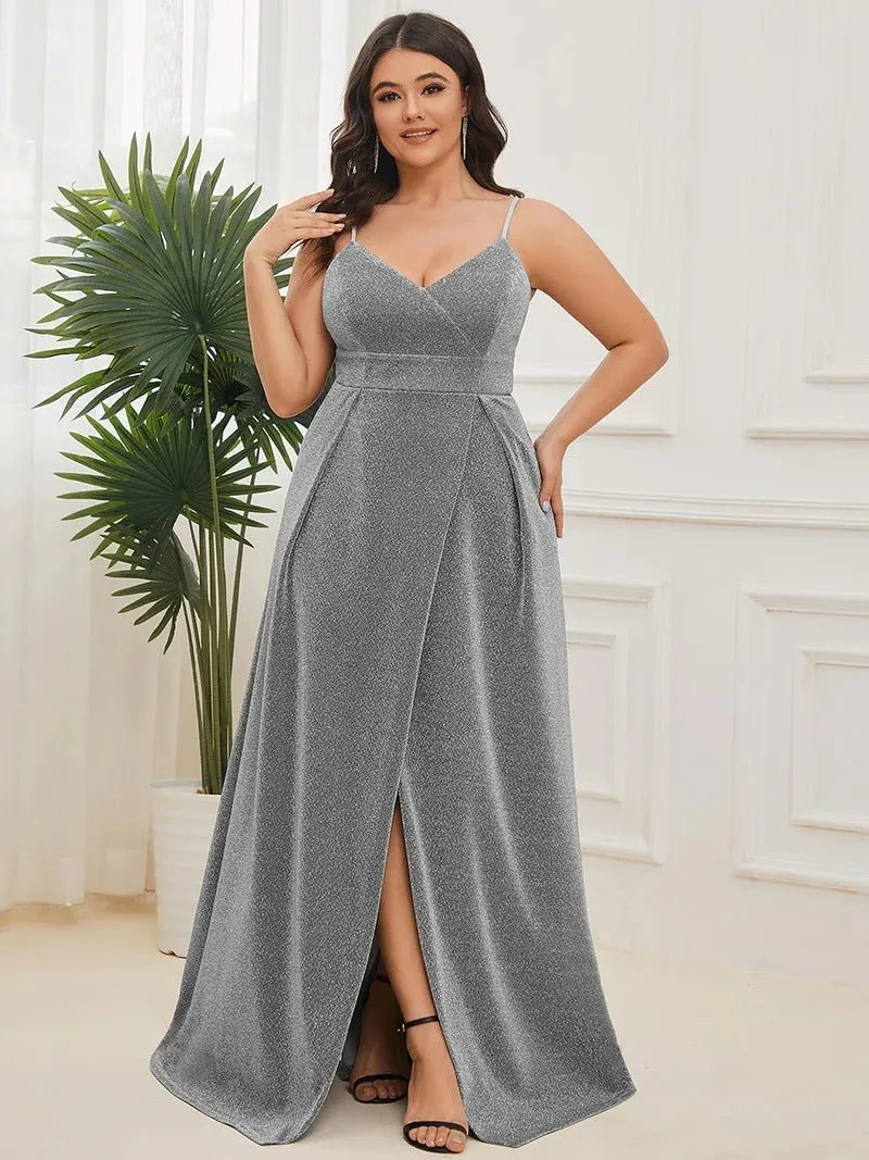 Plus Size Spaghetti Straps Evening Dresses With Pleated Decoration