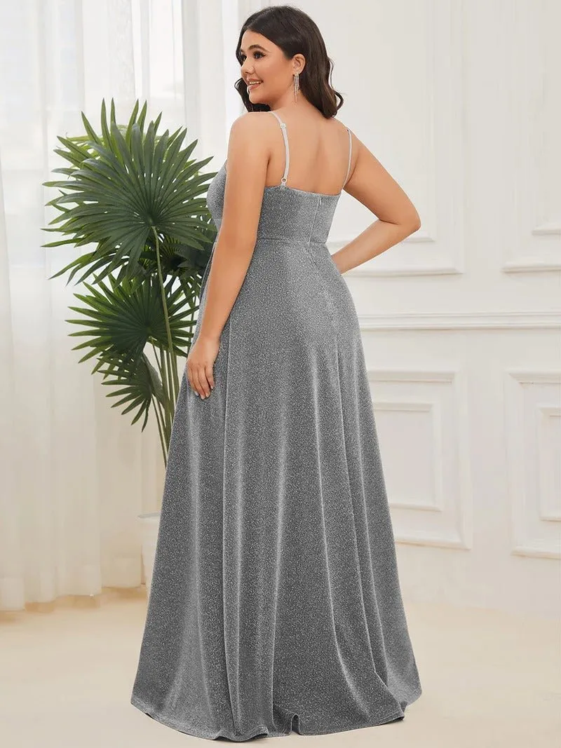 Plus Size Spaghetti Straps Evening Dresses With Pleated Decoration