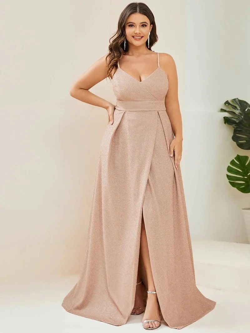 Plus Size Spaghetti Straps Evening Dresses With Pleated Decoration