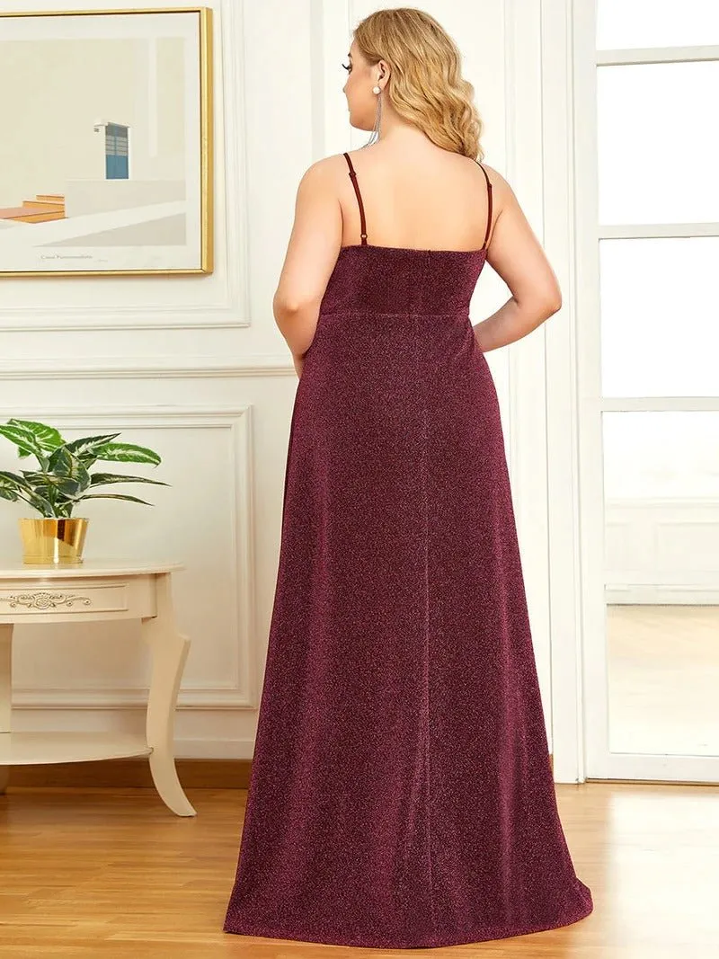 Plus Size Spaghetti Straps Evening Dresses With Pleated Decoration