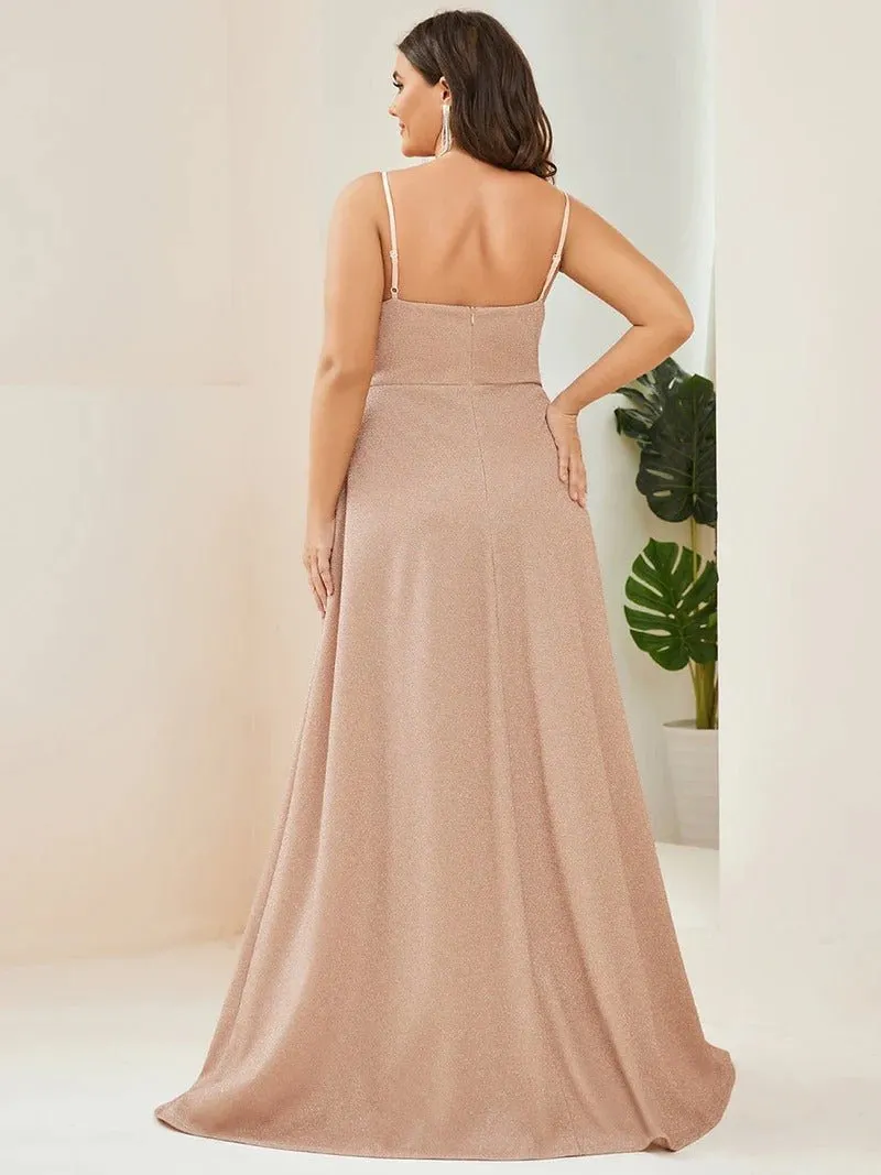 Plus Size Spaghetti Straps Evening Dresses With Pleated Decoration