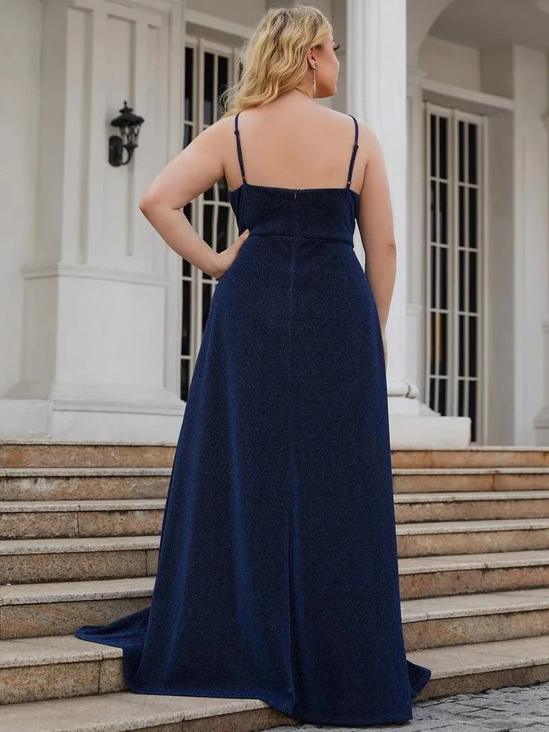 Plus Size Spaghetti Straps Evening Dresses With Pleated Decoration