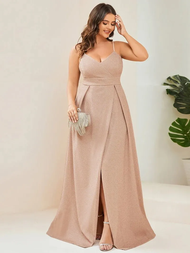 Plus Size Spaghetti Straps Evening Dresses With Pleated Decoration