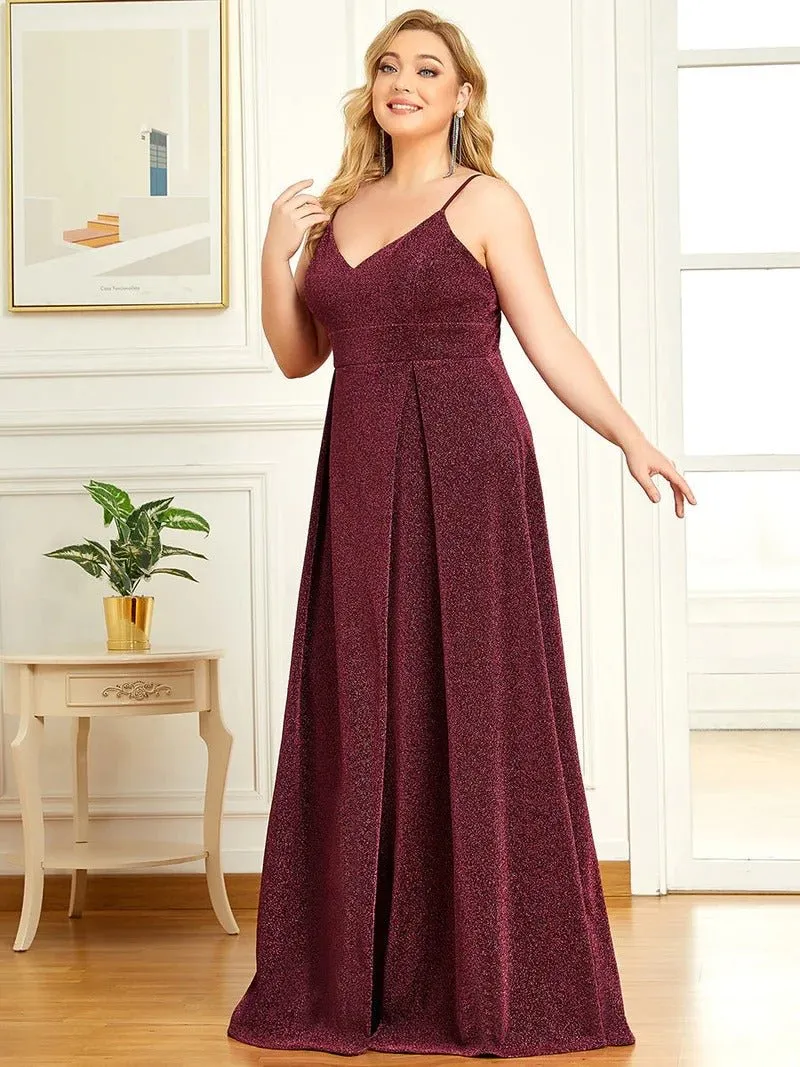 Plus Size Spaghetti Straps Evening Dresses With Pleated Decoration