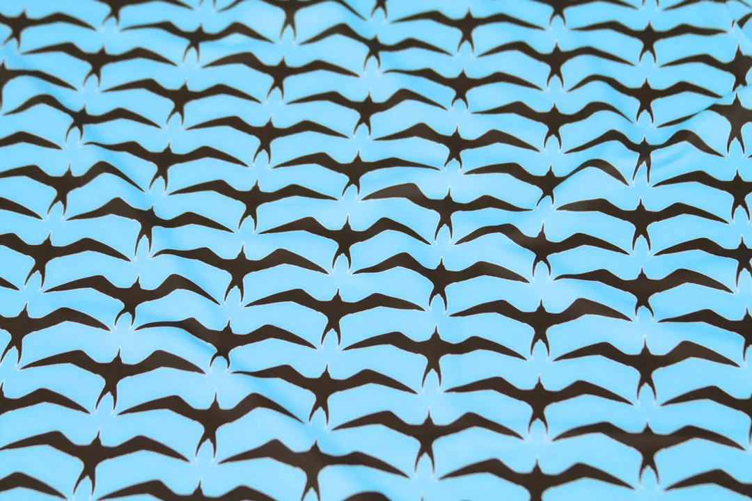 "Iwa Flock" Chocolate Sky - OGA Women's Polo - Chocolate Brown / Sky Blue