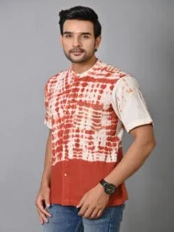 Rust Brown Tie Dye Men Shirt