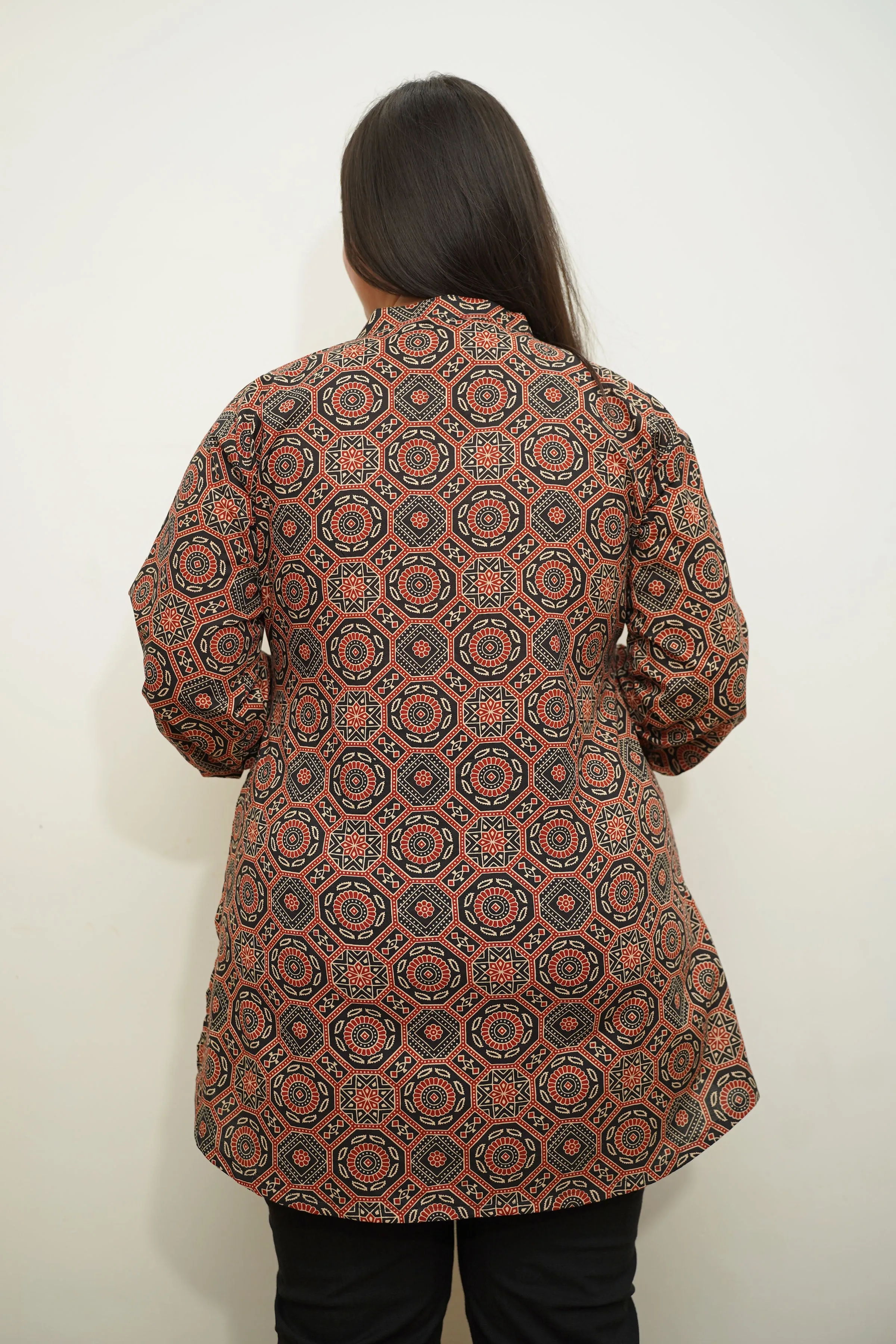 Rusty Black Ajrakh Cotton Kurta