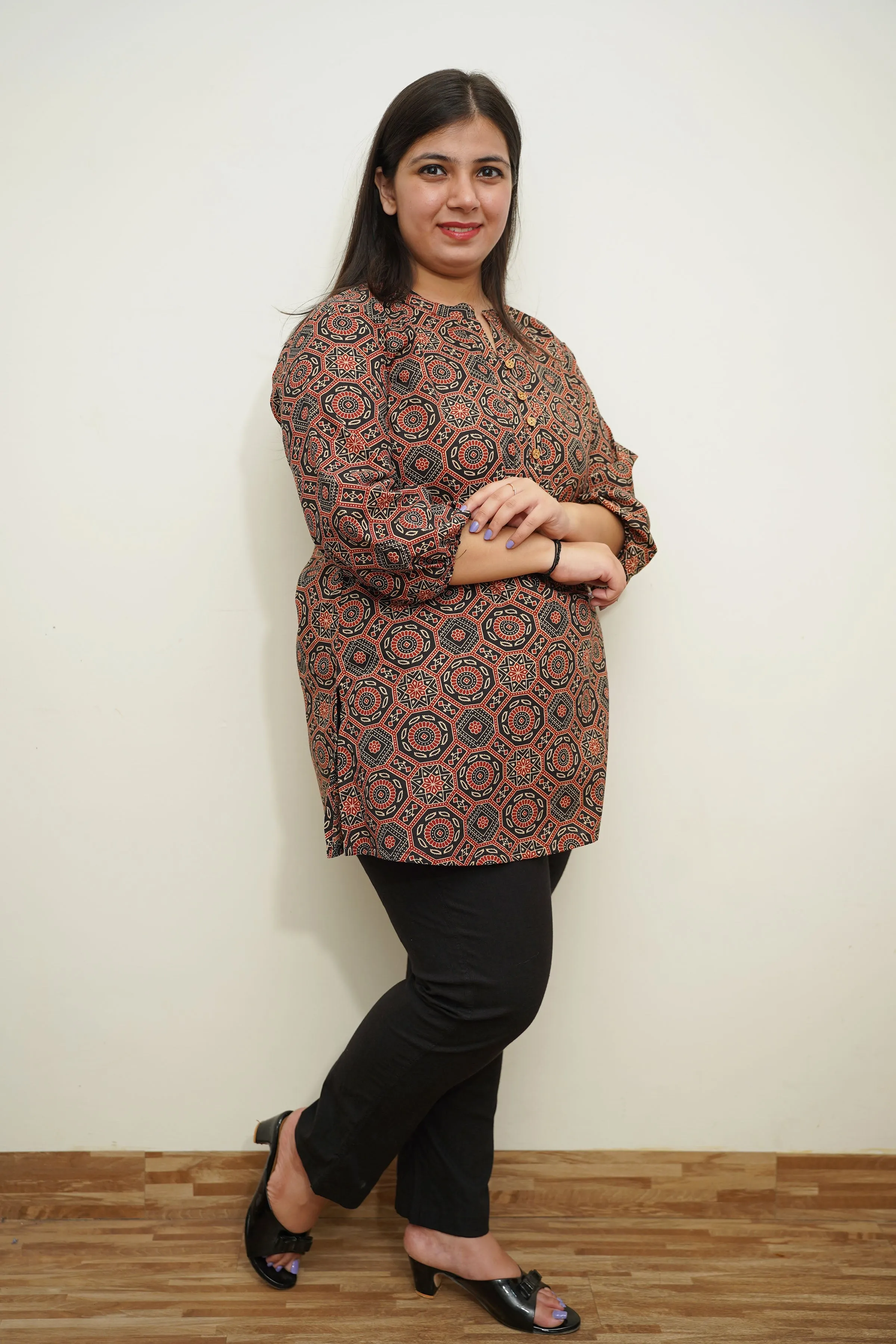 Rusty Black Ajrakh Cotton Kurta