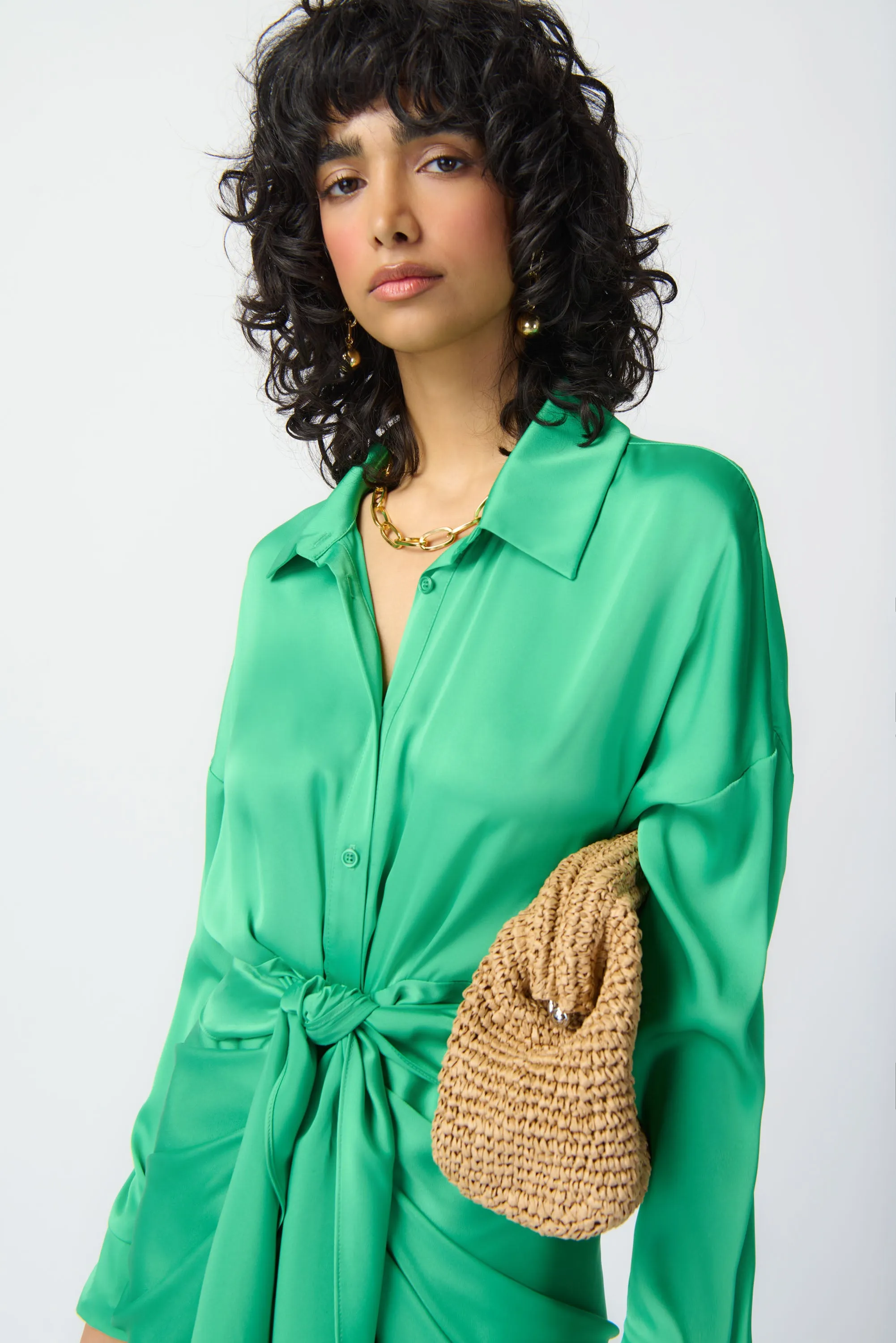 Satin Shirt Dress