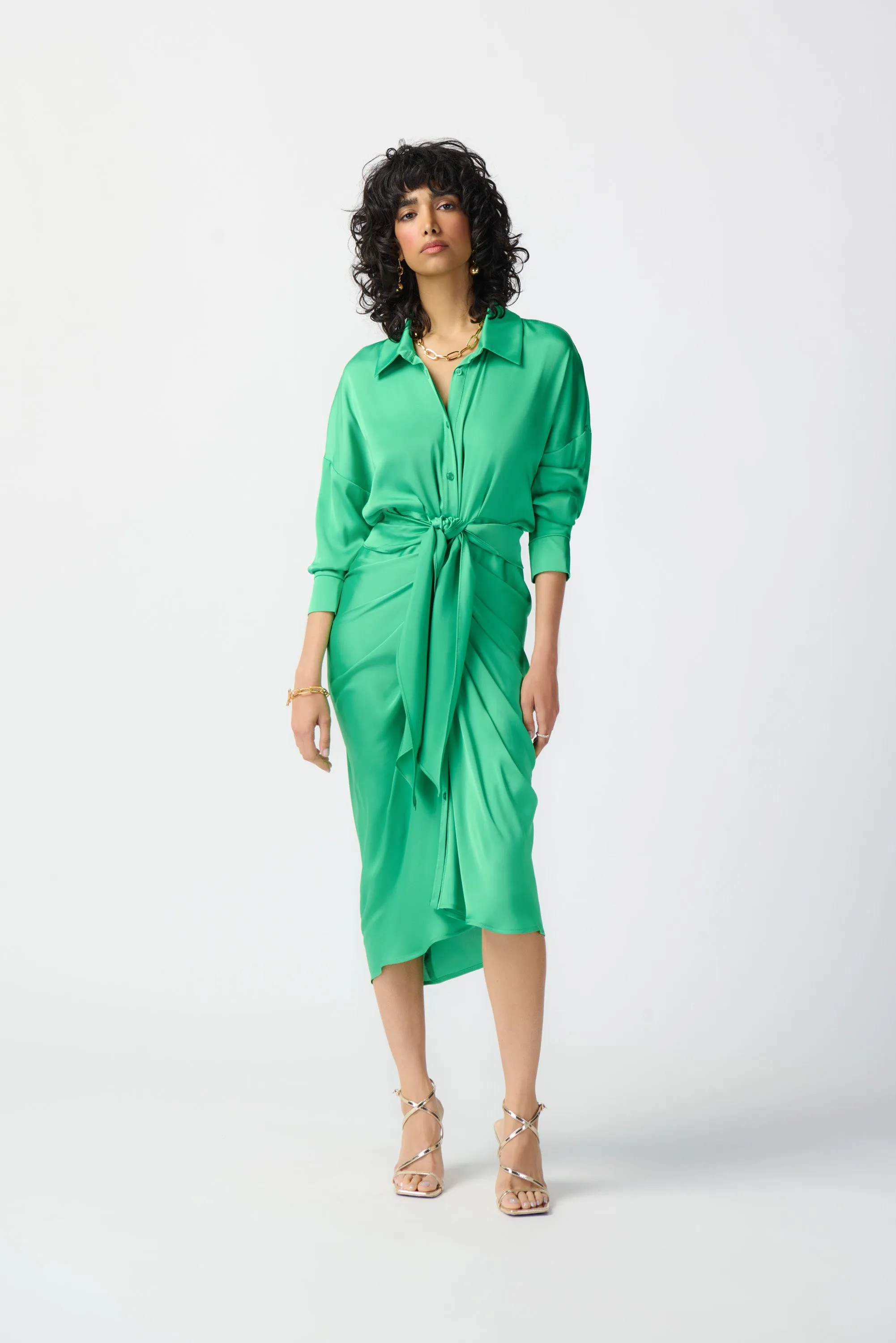 Satin Shirt Dress