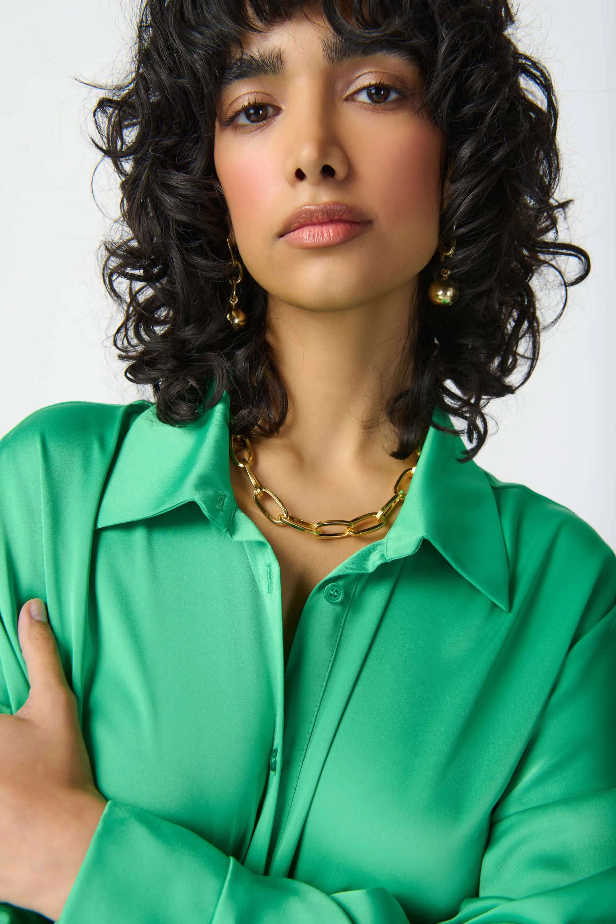 Satin Shirt Dress