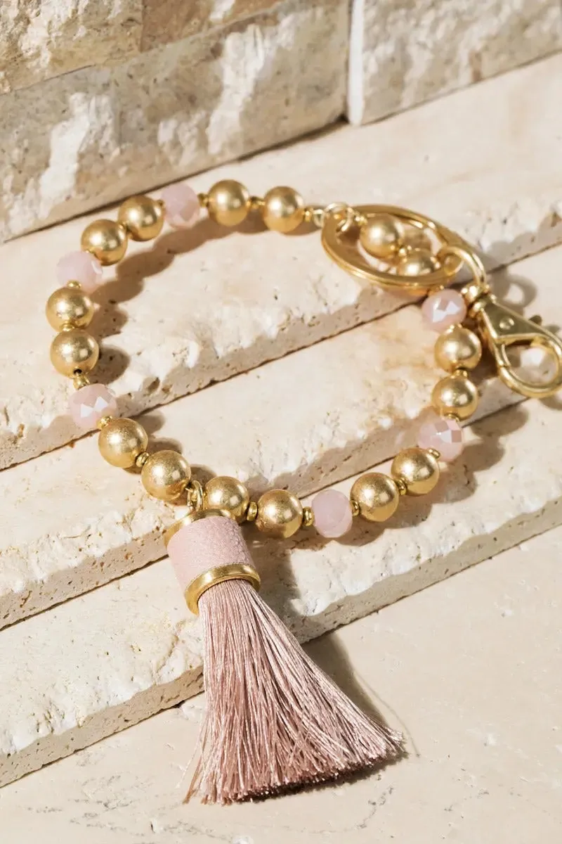 Shimmer and Gold Tassel Key Ring Bracelet