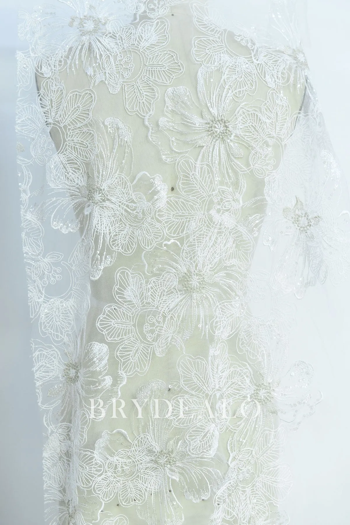 Shimmery Wild Flower Lace Fabric for Sale