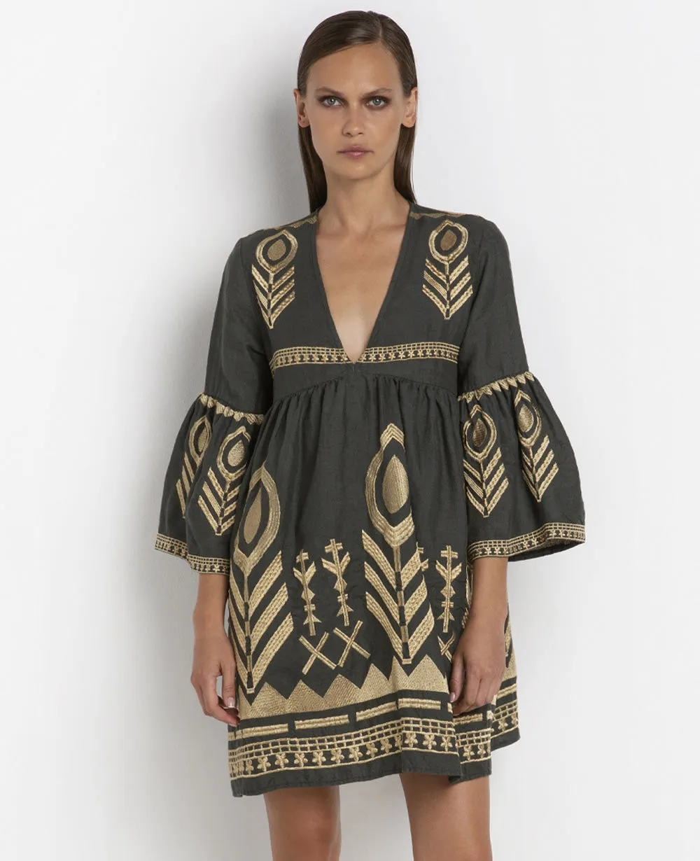 SHORT LINEN DRESS "FEATHER