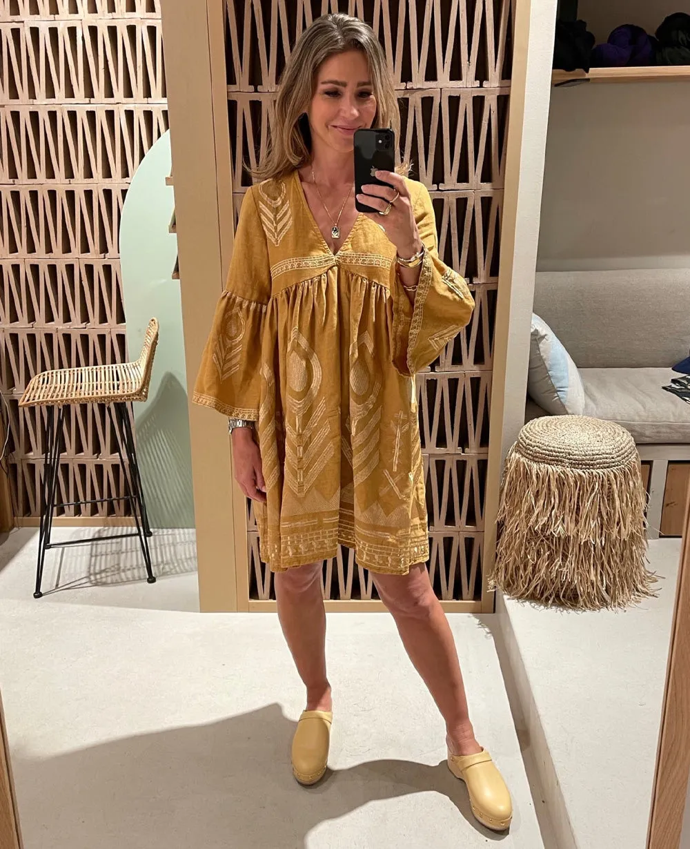 SHORT LINEN DRESS "FEATHER