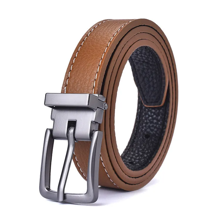 Simple Black Thin Belt Korean Retro Pin Buckle Jeans Strap Student