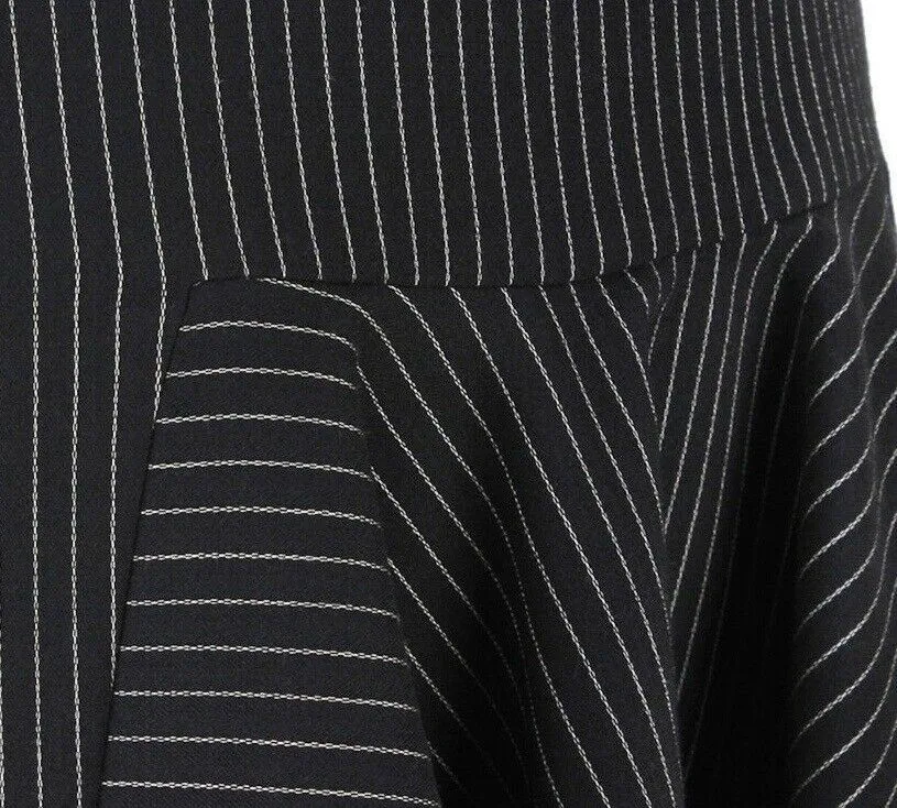 Stella McCartney Womens Black Pinstripe Godet Pleat Skirt UK 12 US 8 EU 40 RRP £655