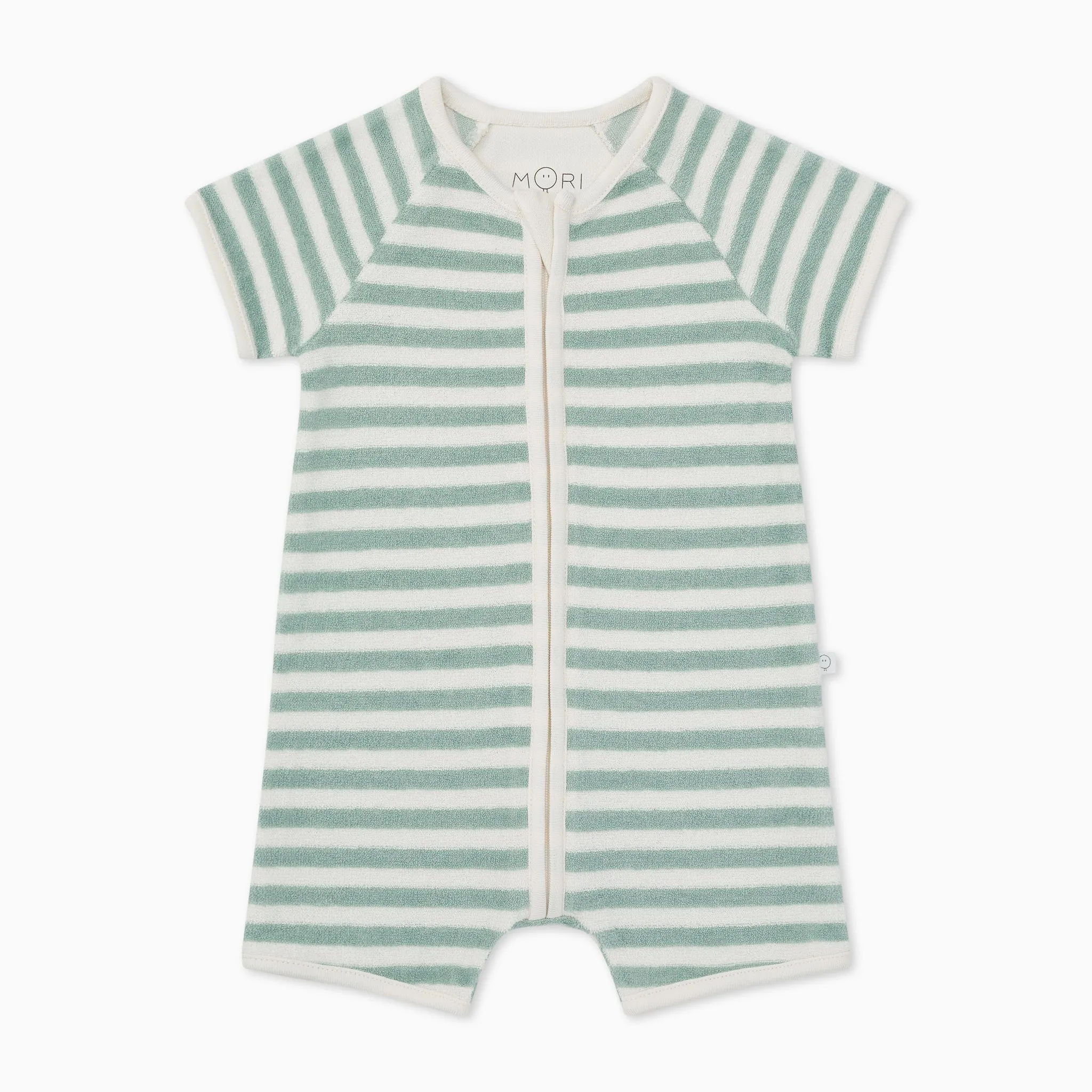 Striped Terry Towelling Zip-Up Romper