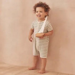 Striped Terry Towelling Zip-Up Romper