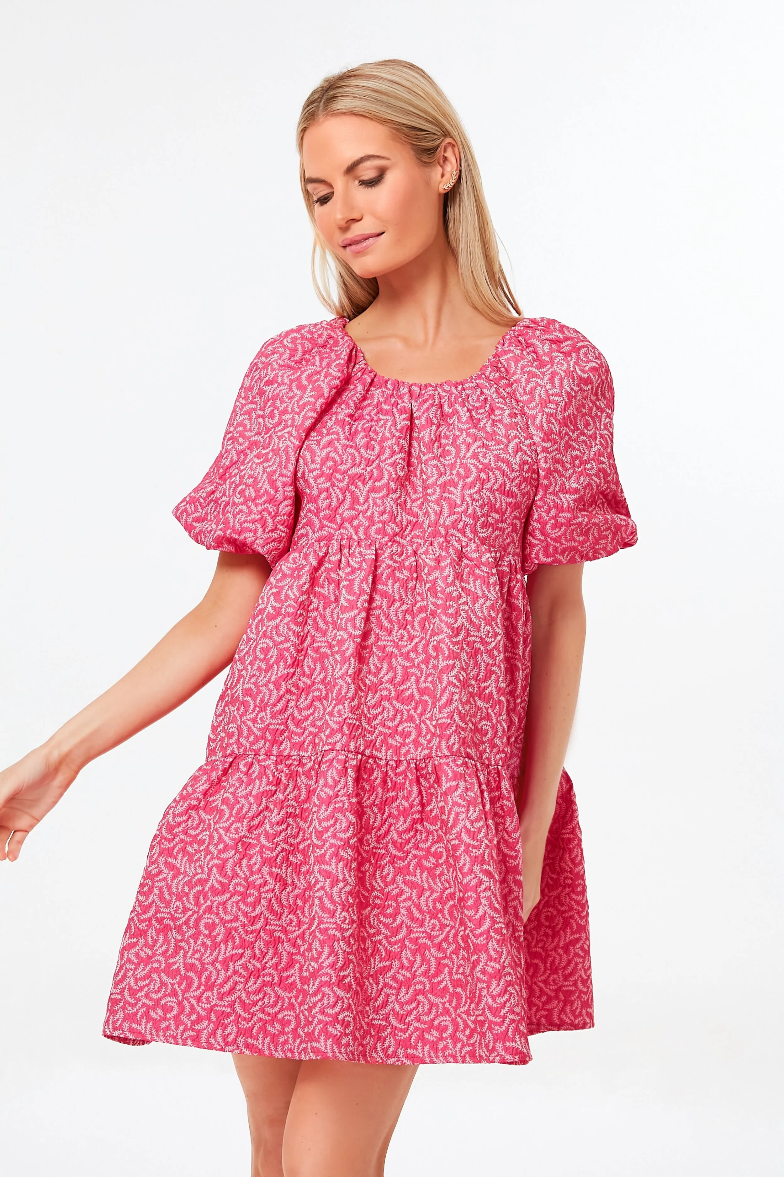 Textured Fuchsia Belinda Mini Dress