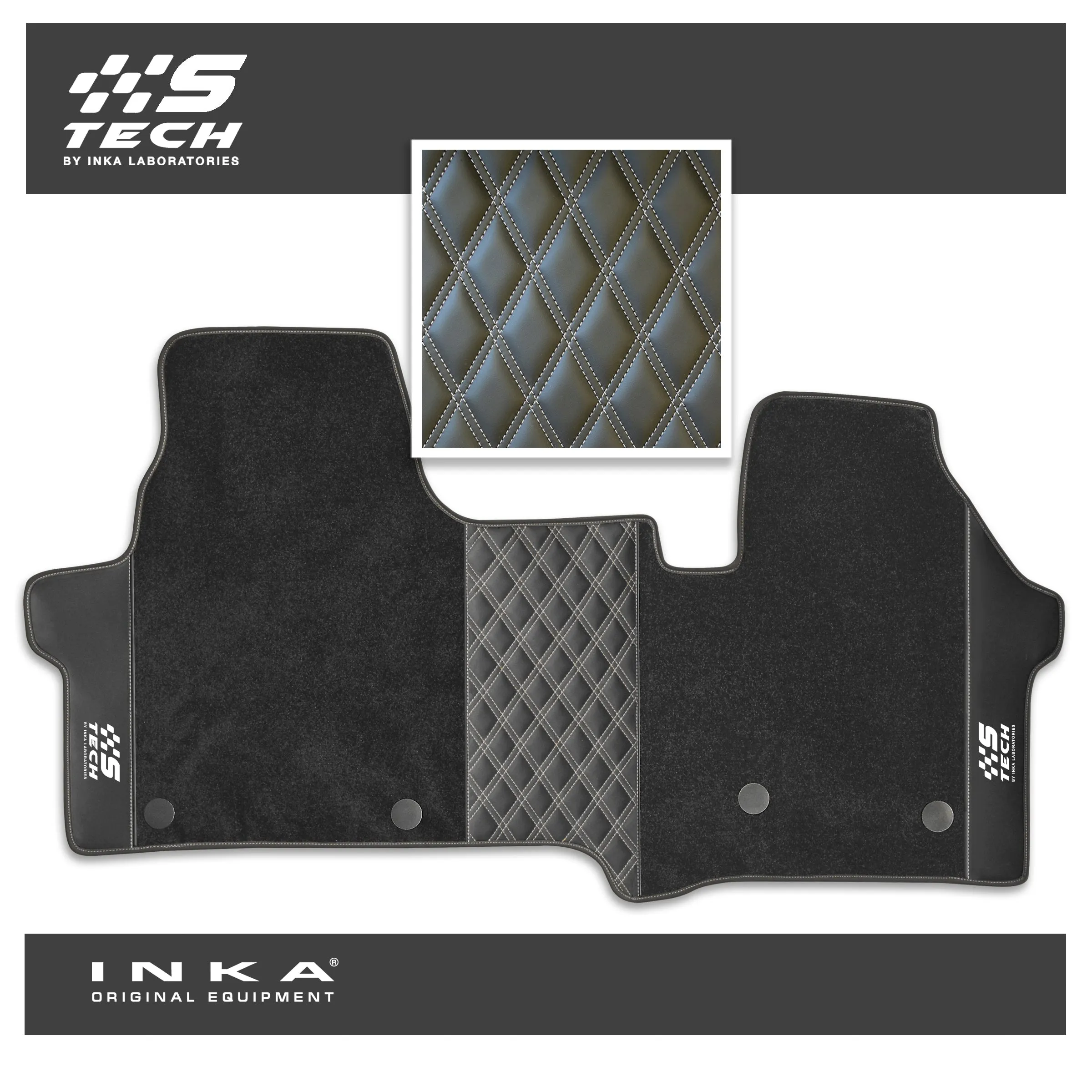 The All New Ford Transit Custom INKA S-Tech Bentley Leatherette Front Tailored Carpet Floor Mat Black MY24 Onwards