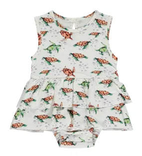 Tickety-Boo Ruffled Dress - Nautical Sea Turtles