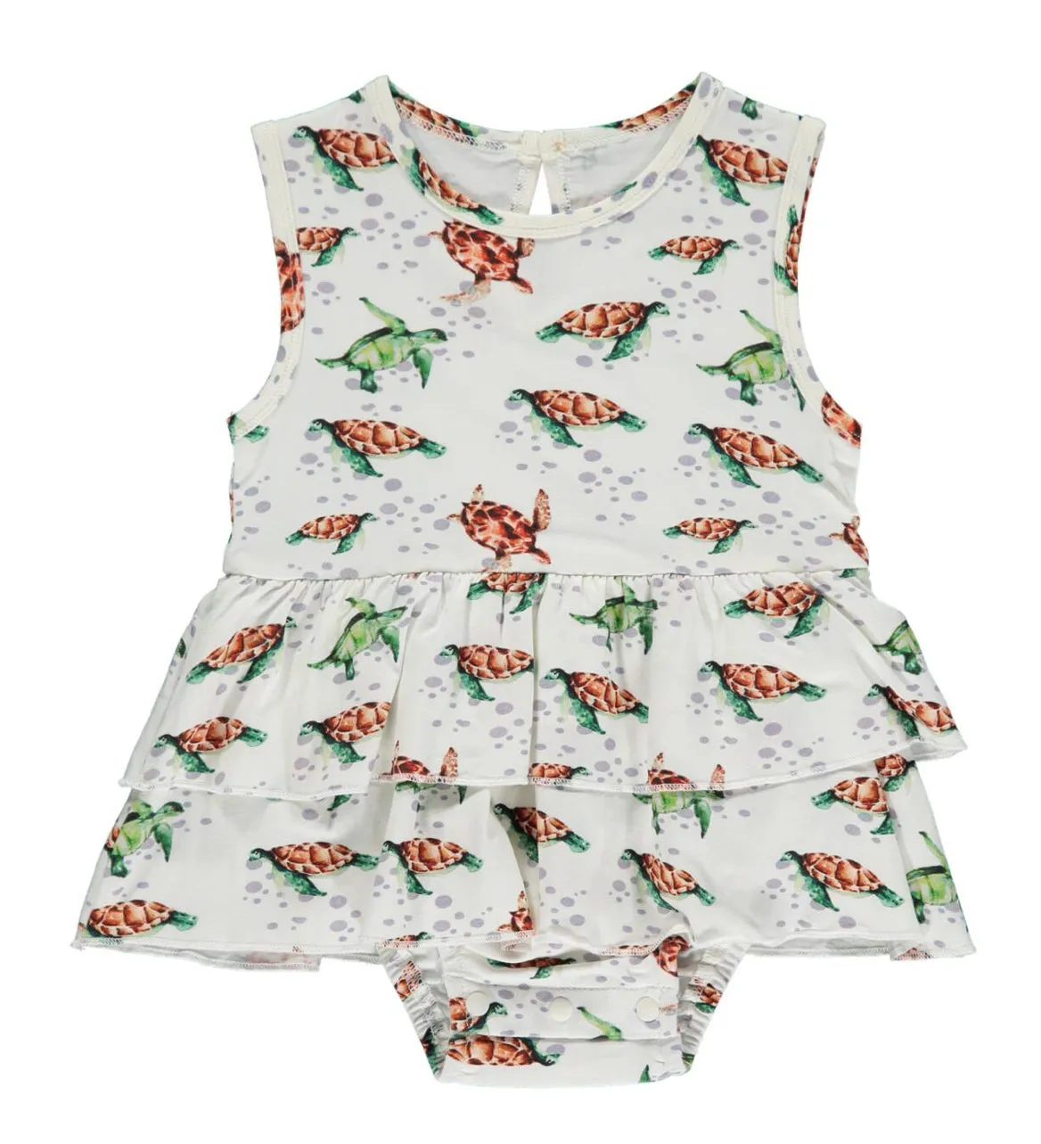 Tickety-Boo Ruffled Dress - Nautical Sea Turtles
