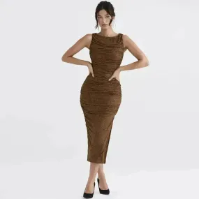 Tight Side Slit Pleated Party Party Dress Women
