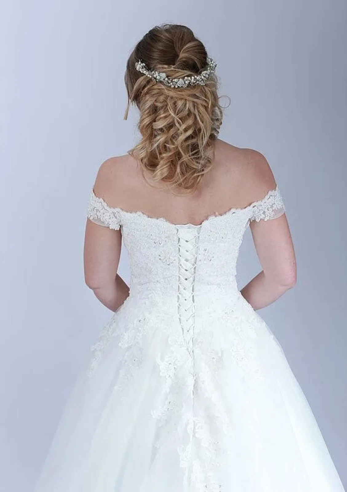 Tulle Wedding Dress Ball Gown Off Shoulder Court Train, Lace