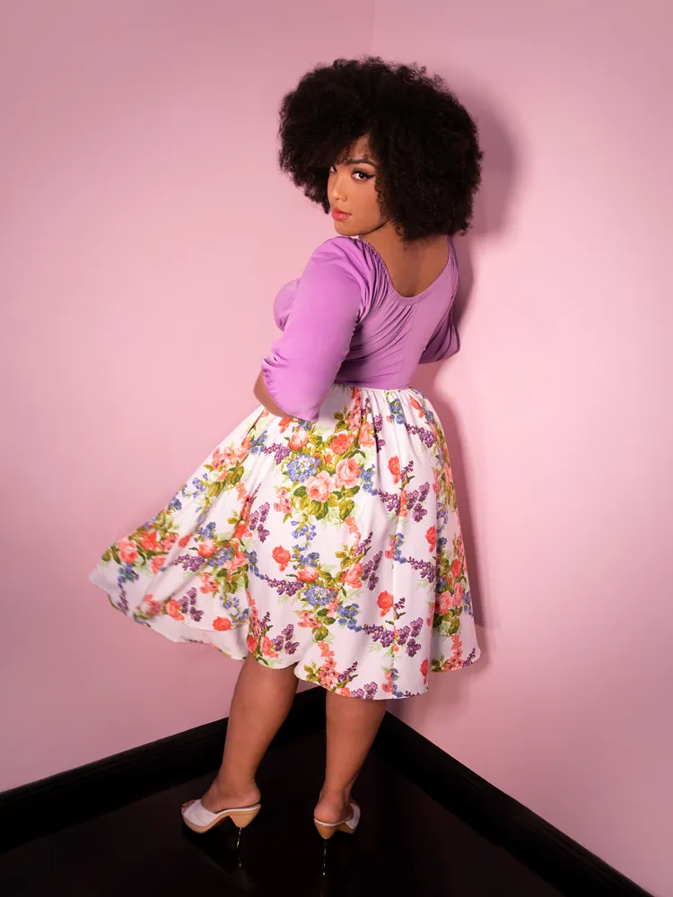 Vacation Swing Skirt in White Vintage Floral