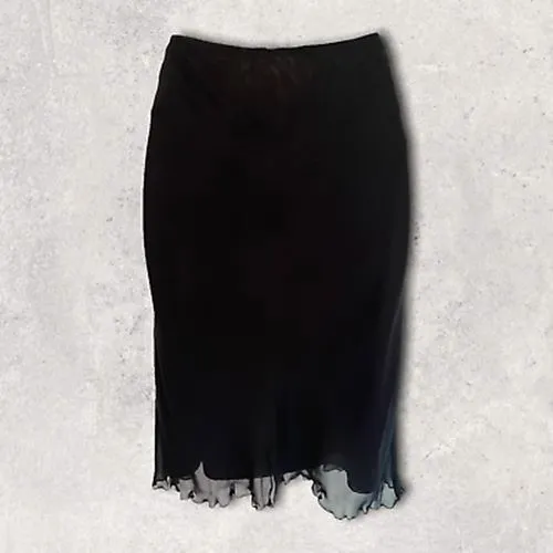 Valentino Jeans Women's Black & White Floral Chiffon Skirt  UK 12 EU 40 US 8 IT 44