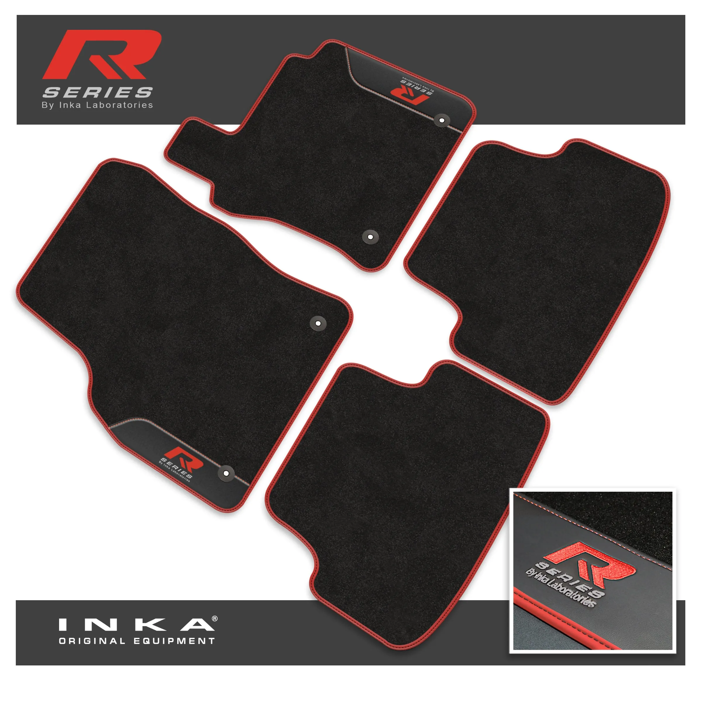 VW Golf MK7 Car Mats (Front & Rear Set) with Premium Carpet & OEM Leatherette, Fits MY13 to MY19
