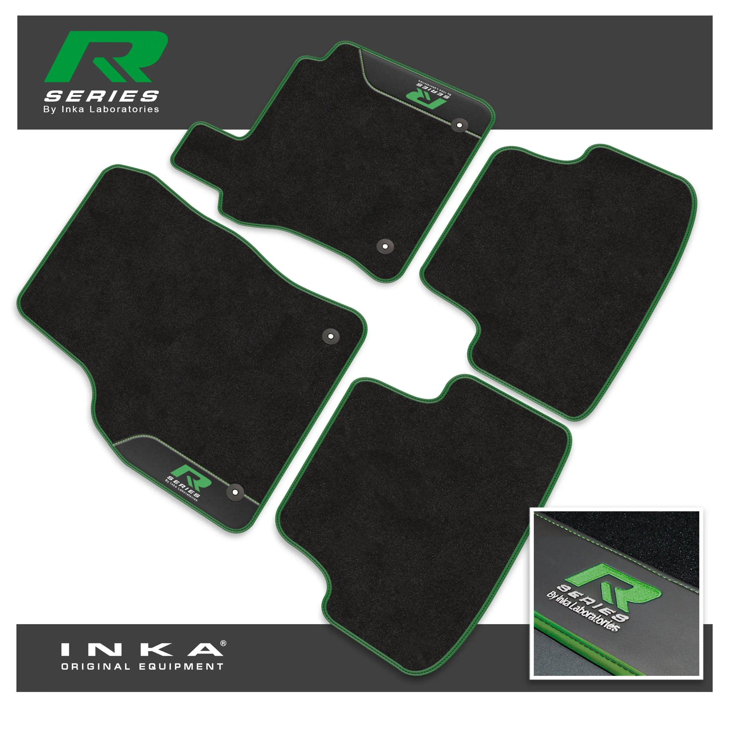 VW Golf MK7 Car Mats (Front & Rear Set) with Premium Carpet & OEM Leatherette, Fits MY13 to MY19