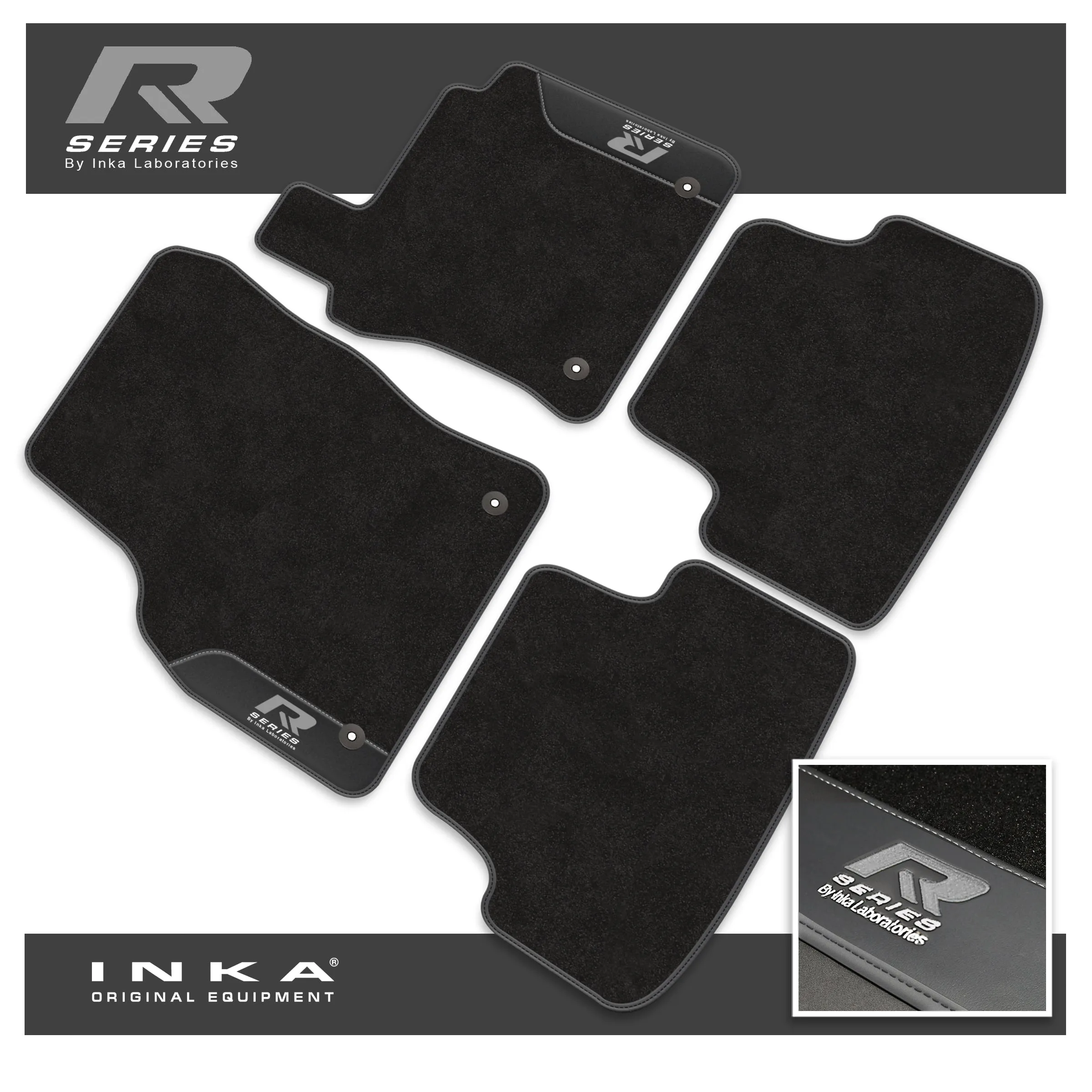 VW Golf MK7 Car Mats (Front & Rear Set) with Premium Carpet & OEM Leatherette, Fits MY13 to MY19