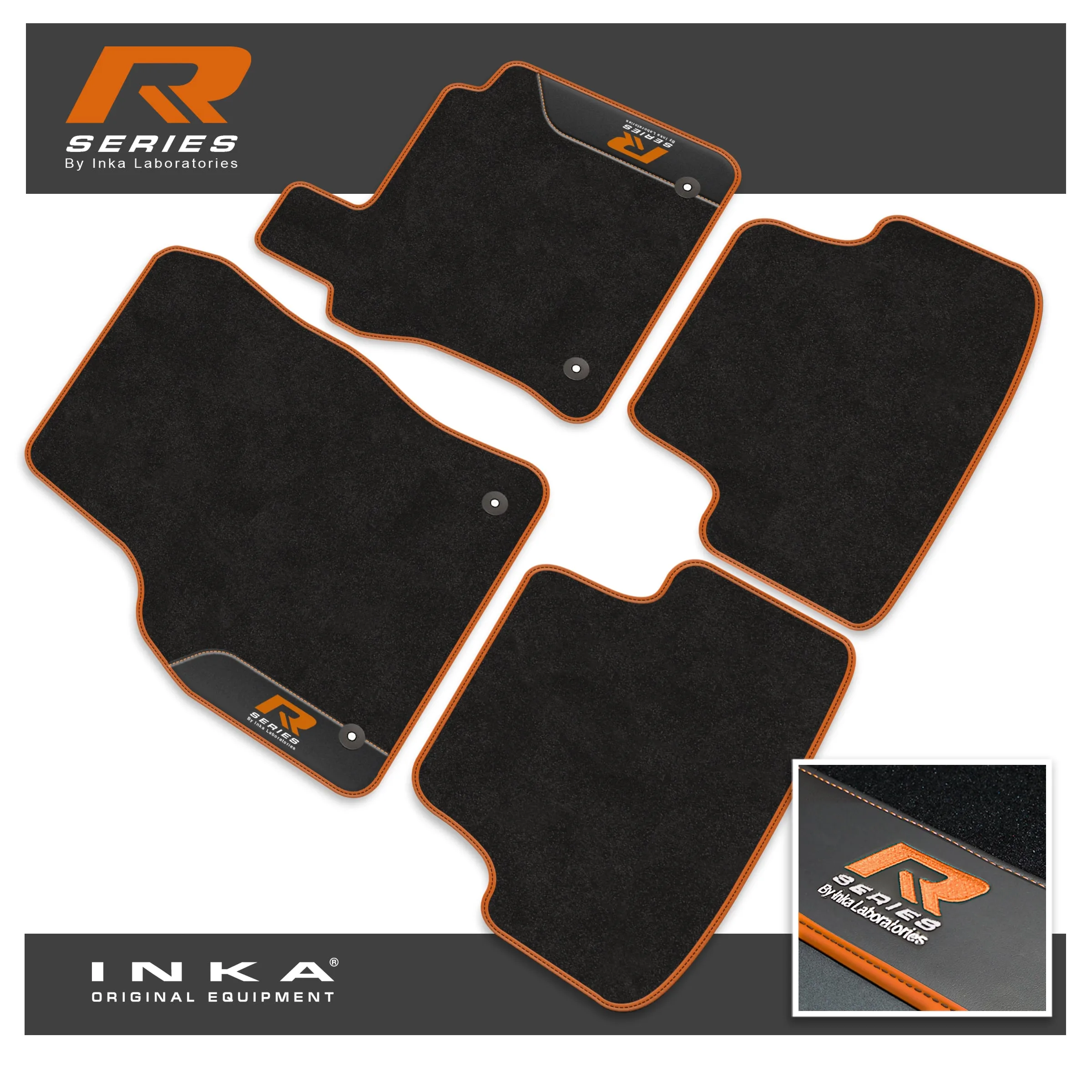 VW Golf MK7 Car Mats (Front & Rear Set) with Premium Carpet & OEM Leatherette, Fits MY13 to MY19