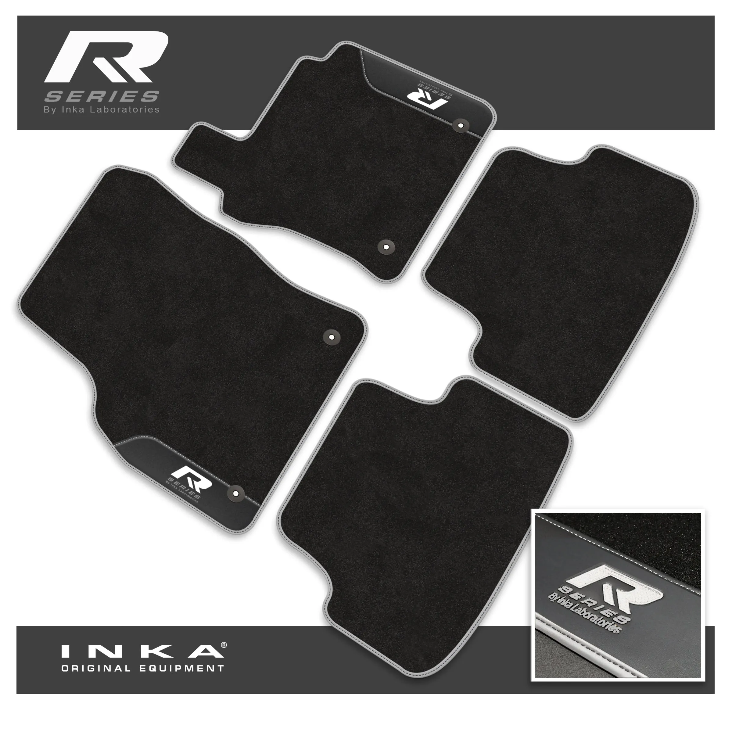 VW Golf MK7 Car Mats (Front & Rear Set) with Premium Carpet & OEM Leatherette, Fits MY13 to MY19