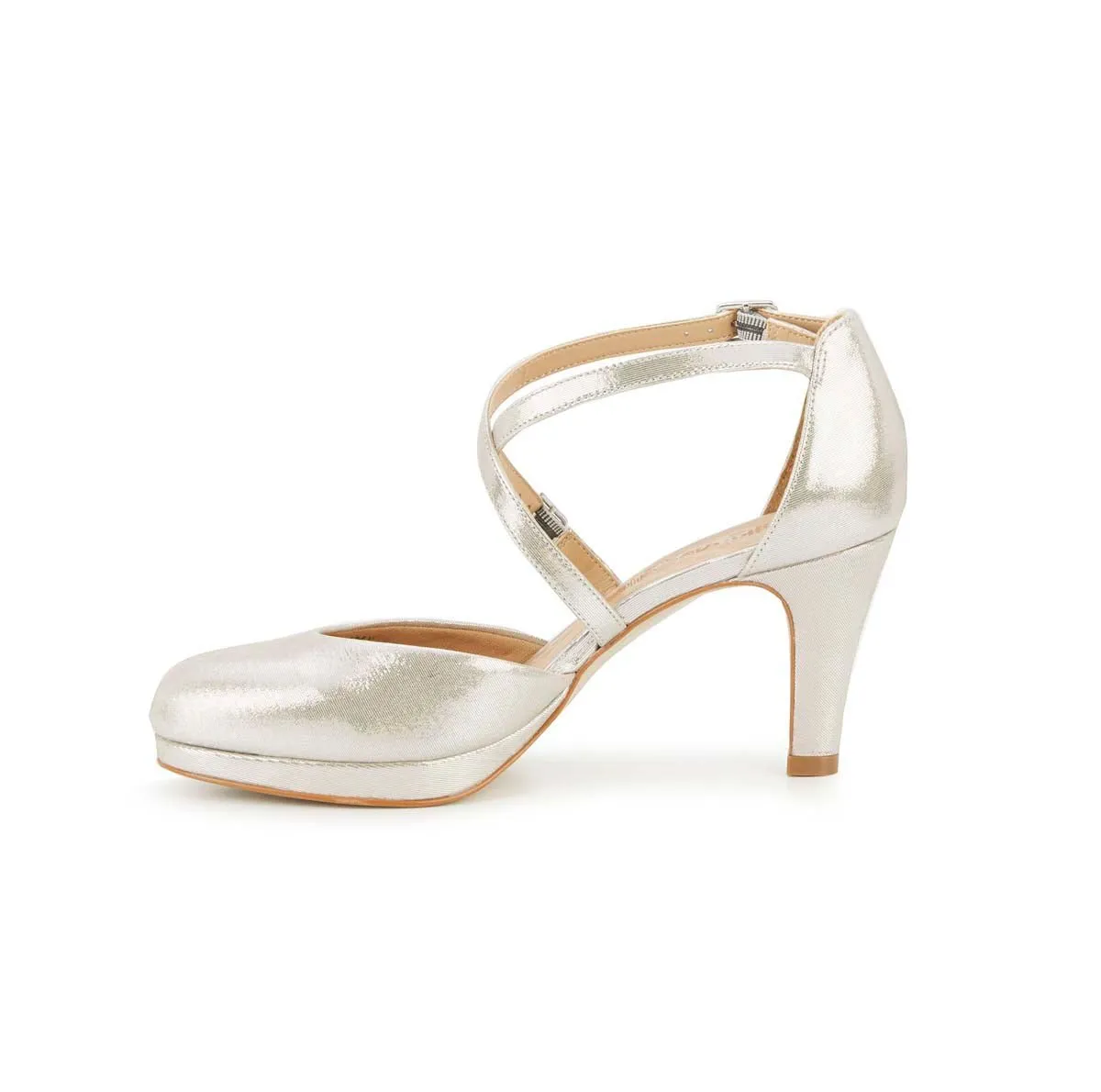 Walking Cradles Wc Pammy Women Platform Heel In Silver Glitter Leather