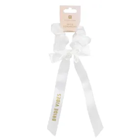 White Bride Hair Scrunchie with Pearl