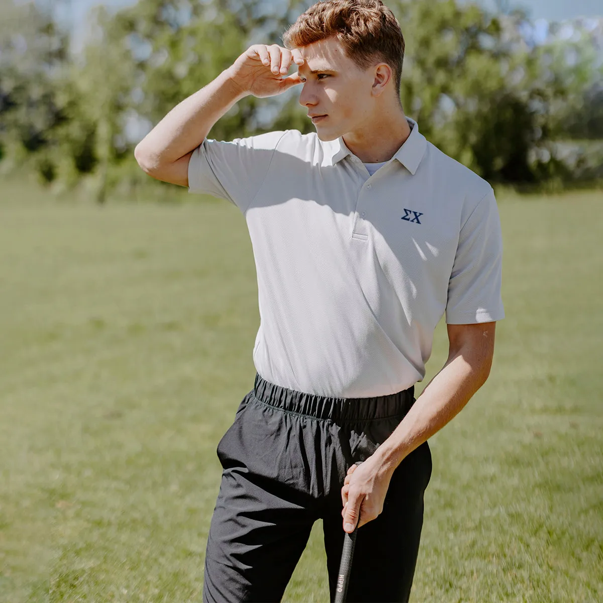 White Callaway Greek Letter Golf Polo