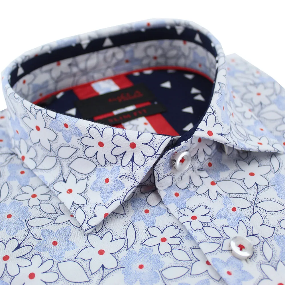 White Geranium Flower Short Sleeve Shirt