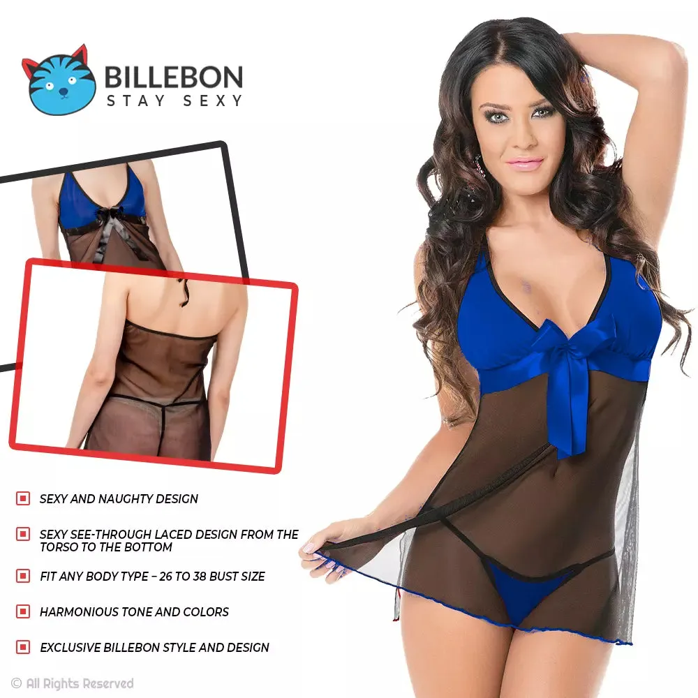 Women Silk Sexy Babydoll Sleepwear with Panty