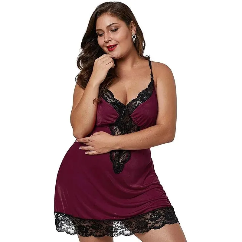 Women Spaghetti Straps Nightgowns Lace Sexy Sleep dress Plus Size Nightdress Satin Lingerie Sets Women's Pajamas Home Clothes