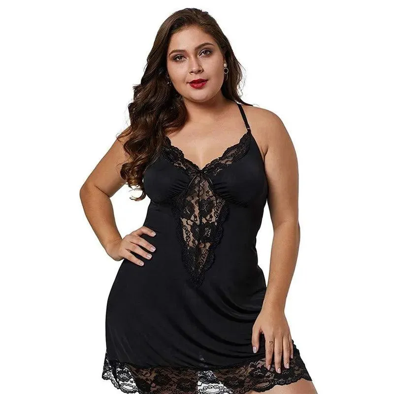 Women Spaghetti Straps Nightgowns Lace Sexy Sleep dress Plus Size Nightdress Satin Lingerie Sets Women's Pajamas Home Clothes