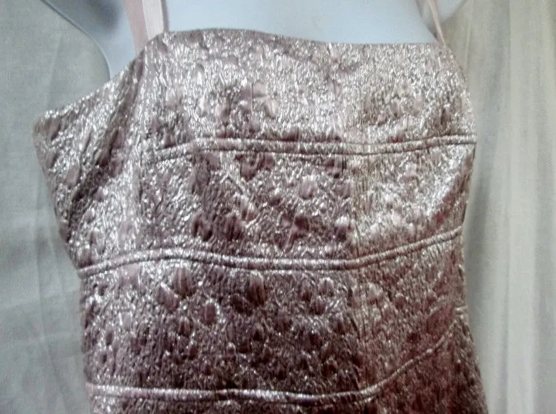 WOMENS LELA ROSE Mini Dress Sleeveless Silk 10 SILVER PINK  Formal Prom