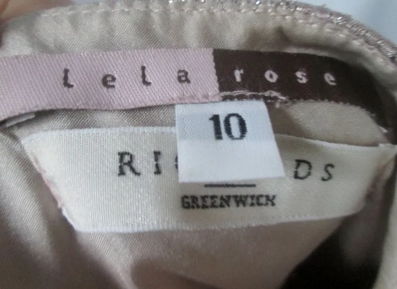 WOMENS LELA ROSE Mini Dress Sleeveless Silk 10 SILVER PINK  Formal Prom