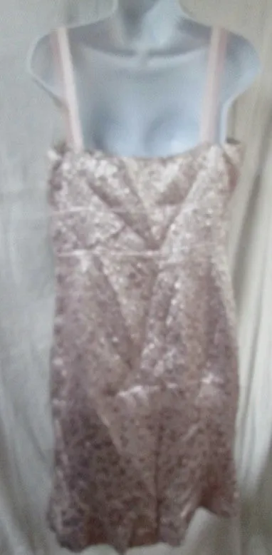 WOMENS LELA ROSE Mini Dress Sleeveless Silk 10 SILVER PINK  Formal Prom