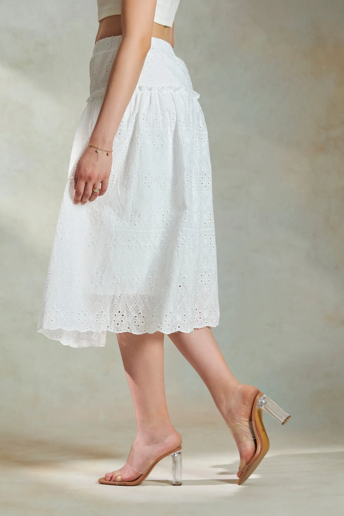 Zuriel|Schiffli Cotton Skirt