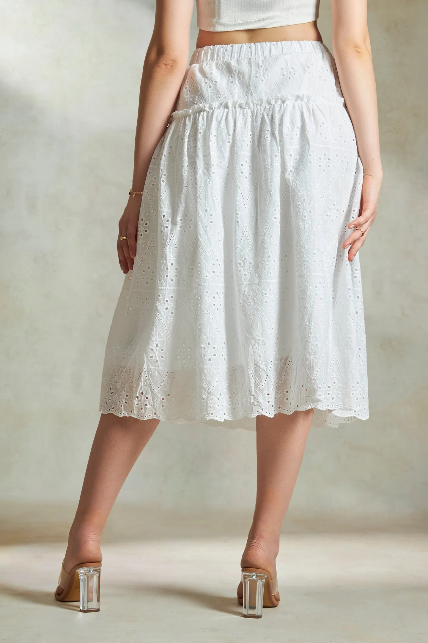 Zuriel|Schiffli Cotton Skirt